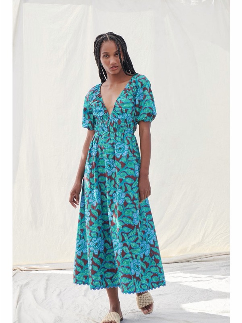 SAYLOR Turquoise Floral V-Neck Maxi Dress